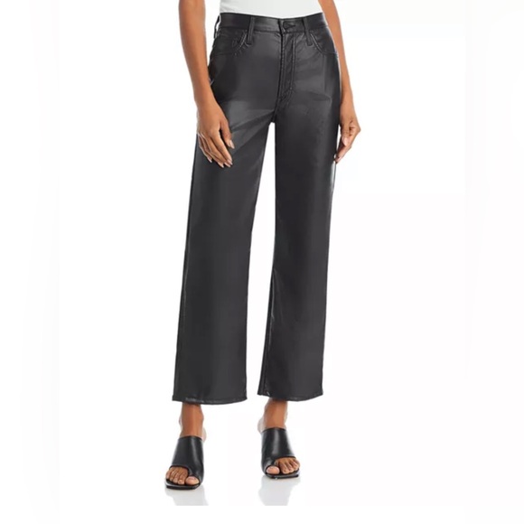 MOTHER Black Faux Leather Pants